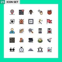 25 User Interface Filled line Flat Color Pack of modern Signs and Symbols of juice coconut ice cream beach gestures Editable Vector Design Elements