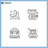 Mobile Interface Line Set of 4 Pictograms of arrow chest calendar party balance Editable Vector Design Elements