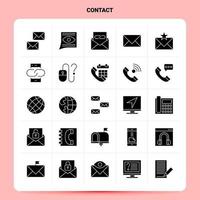 conjunto de iconos de contacto sólido 25 diseño de estilo de glifo vectorial conjunto de iconos negros diseño de ideas de negocios web y móvil ilustración vectorial