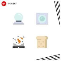 Editable Vector Line Pack of 4 Simple Flat Icons of glass stand magic devices technology bread Editable Vector Design Elements