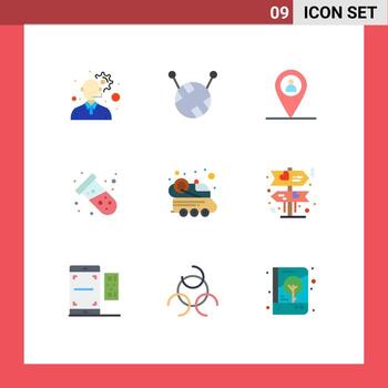 Conjunto de 9 colores planos universales para aplicaciones web y móviles elementos de diseño vectorial editables en el espacio de la nave espacial de prueba de tablero de amor vector