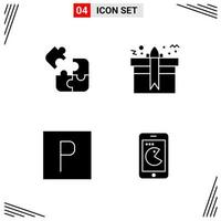 4 Icons Solid Style Grid Based Creative Glyph Symbols for Website Design Simple Solid Icon Signs Isolated on White Background 4 Icon Set vector