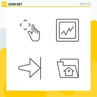 Collection of 4 Universal Line Icons Icon Set for Web and Mobile vector