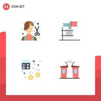 Set of 4 Vector Flat Icons on Grid for barber junk female boycott audit Editable Vector Design Elements