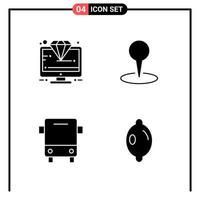 Set of 4 Solid Style Icons for web and mobile Glyph Symbols for print Solid Icon Signs Isolated on White Background 4 Icon Set vector