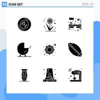 Set of 9 Modern UI Icons Symbols Signs for instrument carriage sunflower buggy workplace Editable Vector Design Elements