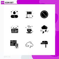 User Interface Pack of 9 Basic Solid Glyphs of employee card id patrick card user Editable Vector Design Elements