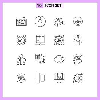 Pictogram Set of 16 Simple Outlines of delivery sales science report energy Editable Vector Design Elements