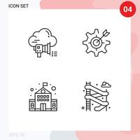 Stock Vector Icon Pack of 4 Line Signs and Symbols for megaphone target cloud focus education Editable Vector Design Elements