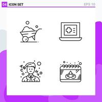 Set of 4 icons in Line style Creative Outline Symbols for Website Design and Mobile Apps Simple Line Icon Sign Isolated on White Background 4 Icons vector