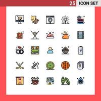 Pictogram Set of 25 Simple Filled line Flat Colors of configuration search app gear development Editable Vector Design Elements