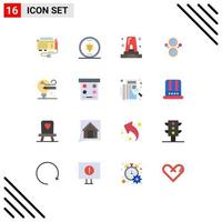 Editable Vector Line Pack of 16 Simple Flat Colors of education bulb alert symbol mirror Editable Pack of Creative Vector Design Elements