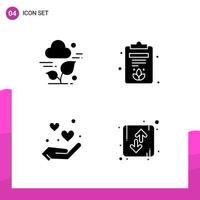 Glyph Icon set Pack of 4 Solid Icons isolated on White Background for responsive Website Design Print and Mobile Applications vector