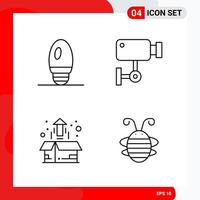 Creative Set of 4 Universal Outline Icons isolated on White Background vector