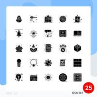 25 Universal Solid Glyph Signs Symbols of business finding goal nectar target aim Editable Vector Design Elements