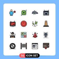 conjunto de 16 iconos modernos de la interfaz de usuario signos de símbolos para el almacenamiento del calendario del día comprar elementos de diseño de vectores creativos editables de montaña