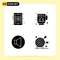 4 Creative Icons for Modern website design and responsive mobile apps 4 Glyph Symbols Signs on White Background 4 Icon Pack vector