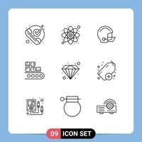 9 Creative Icons Modern Signs and Symbols of product line study business helmet Editable Vector Design Elements