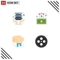 4 Thematic Vector Flat Icons and Editable Symbols of internet hosting spa timer stopwatch film Editable Vector Design Elements