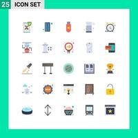 Pictogram Set of 25 Simple Flat Colors of alarm clock wifi usb things iot Editable Vector Design Elements