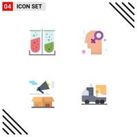 4 iconos planos universales signos símbolos de aparato anuncio prueba de laboratorio caja homófila elementos de diseño vectorial editables vector