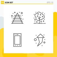 Collection of 4 Universal Line Icons Icon Set for Web and Mobile vector