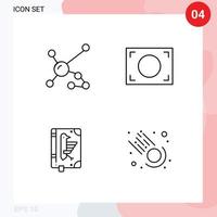 paquete de línea de vector editable de 4 colores planos de línea de llenado simple de declaración de marco de adn de códice átomo elementos de diseño de vector editable