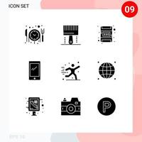 9 User Interface Solid Glyph Pack of modern Signs and Symbols of hobby iphone card android smart phone Editable Vector Design Elements