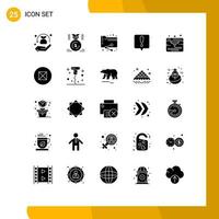 25 Universal Solid Glyphs Set for Web and Mobile Applications web exclamation mark win error message folder Editable Vector Design Elements