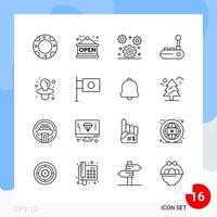 paquete moderno de 16 símbolos de contorno de línea de iconos aislados en fondo blanco para el diseño de sitios web vector