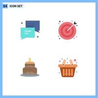 User Interface Pack of 4 Basic Flat Icons of thank indian sms seo day Editable Vector Design Elements
