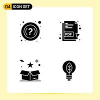 4 Creative Icons for Modern website design and responsive mobile apps 4 Glyph Symbols Signs on White Background 4 Icon Pack vector