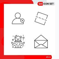 Creative Set of 4 Universal Outline Icons isolated on White Background vector