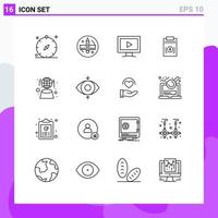 Universal Icon Symbols Group of 16 Modern Outlines of digital dollar tool business play Editable Vector Design Elements