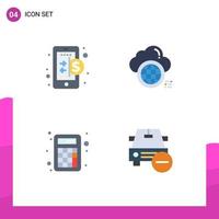 4 Flat Icon concept for Websites Mobile and Apps business accounting internet globe math Editable Vector Design Elements
