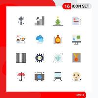 16 User Interface Flat Color Pack of modern Signs and Symbols of coffee legal document stats document contract Editable Pack of Creative Vector Design Elements