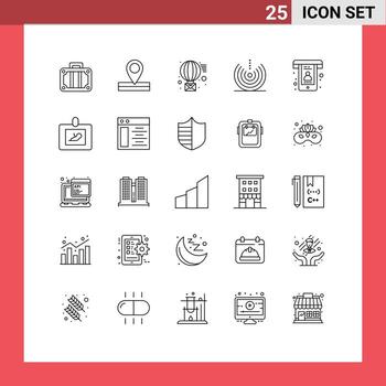 Pack of 25 creative Lines of calls wifi message signal devices Editable Vector Design Elements