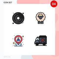 Set of 4 Commercial Filledline Flat Colors pack for cd hr hobby sheep location Editable Vector Design Elements