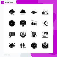 Solid Icon set Pack of 16 Glyph Icons isolated on White Background for Web Print and Mobile vector