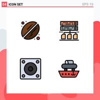 4 User Interface Filledline Flat Color Pack of modern Signs and Symbols of bean technology backup devices cargo Editable Vector Design Elements