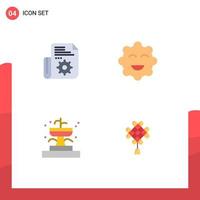4 iconos creativos signos y símbolos modernos de herramientas de jardín de documentos emojis elementos de diseño vectorial editables de nudo chino vector