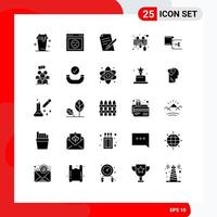 Universal Icon Symbols Group of 25 Modern Solid Glyphs of cut mouse file keyboard input Editable Vector Design Elements