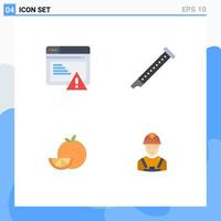 User Interface Pack of 4 Basic Flat Icons of seo orange alert instrument fruit Editable Vector Design Elements