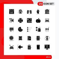 Set of 25 Modern UI Icons Symbols Signs for process brain navigation algorithm glass Editable Vector Design Elements