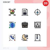 Set of 9 Modern UI Icons Symbols Signs for worldwide social music network target Editable Vector Design Elements