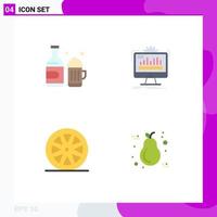 Set of 4 Commercial Flat Icons pack for bottle food canada monitor healthy Editable Vector Design Elements