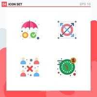 Set of 4 Vector Flat Icons on Grid for insurance modern protection seo workgroup Editable Vector Design Elements