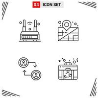 4 Icons Line Style Grid Based Creative Outline Symbols for Website Design Simple Line Icon Signs Isolated on White Background 4 Icon Set vector