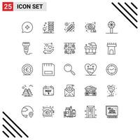 25 Thematic Vector Lines and Editable Symbols of internet detector environment cyber grains Editable Vector Design Elements