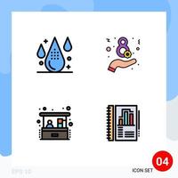 Group of 4 Filledline Flat Colors Signs and Symbols for coding home business development eight small business Editable Vector Design Elements